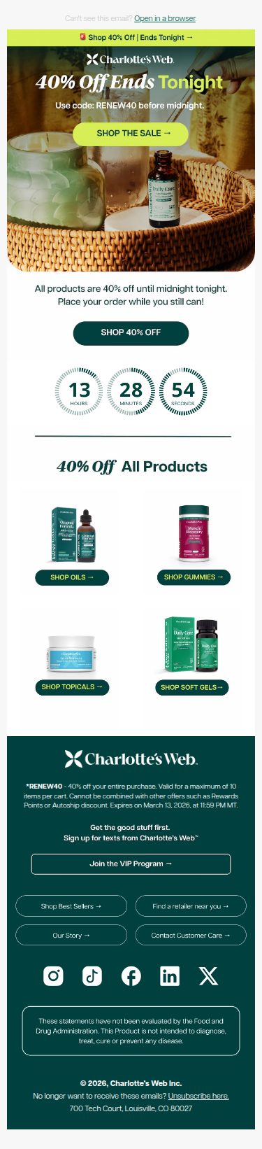 ⏳ Last Day to Save 40% On ALL Products!