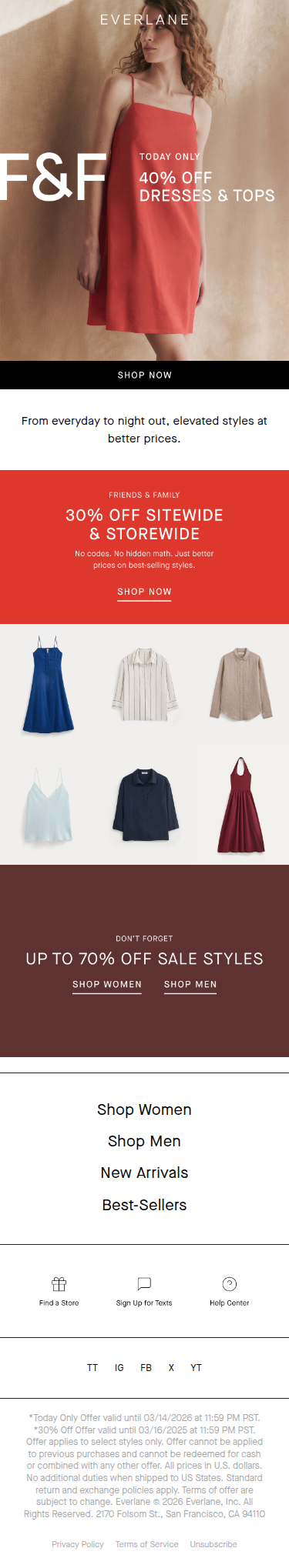 40% Off Dresses & Tops. Plus 30% Off Sitewide.