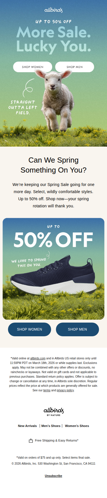 We’re Baaaack—Spring Sale Extended. 🐑