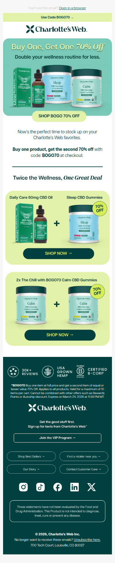 ⭐ Double Up & Save—BOGO 70% OFF