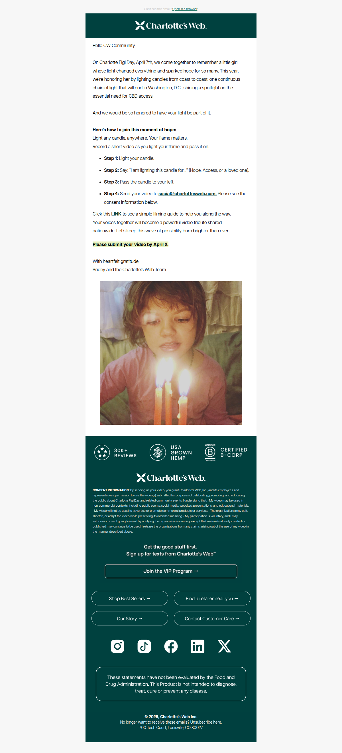 ๐ Be Part of Our Charlotte Figi Day Candle Lighting Relay โ desktop view