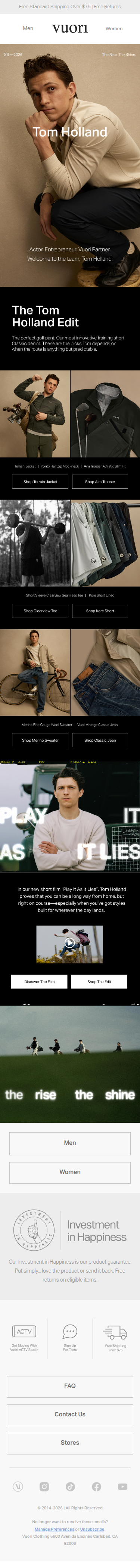 Introducing: Tom Holland For Vuori