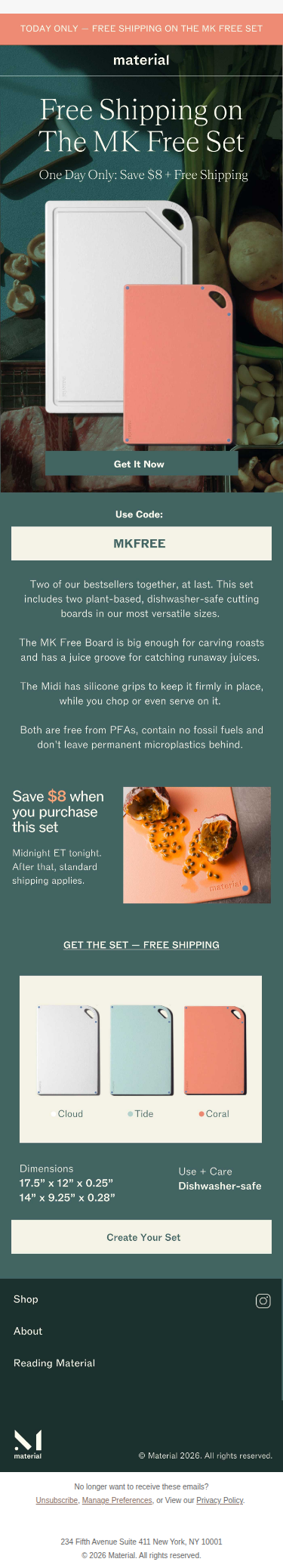 Free Shipping on MK Free Set for 24 Hours Only