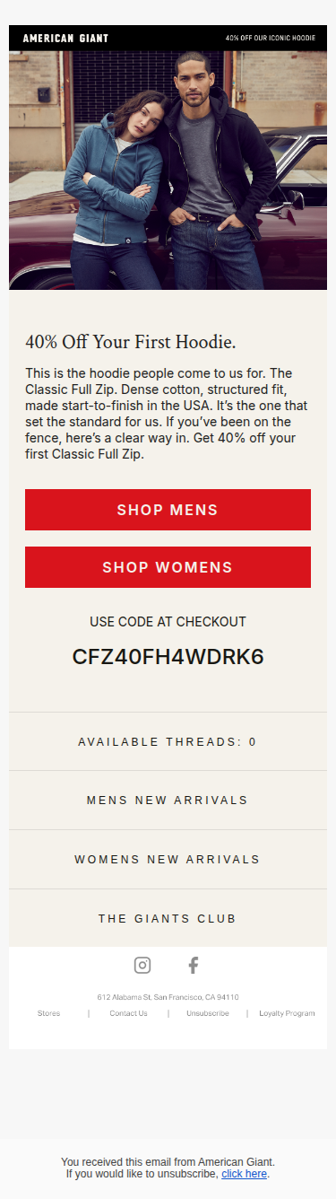 Take 40% Off Your First Hoodie
