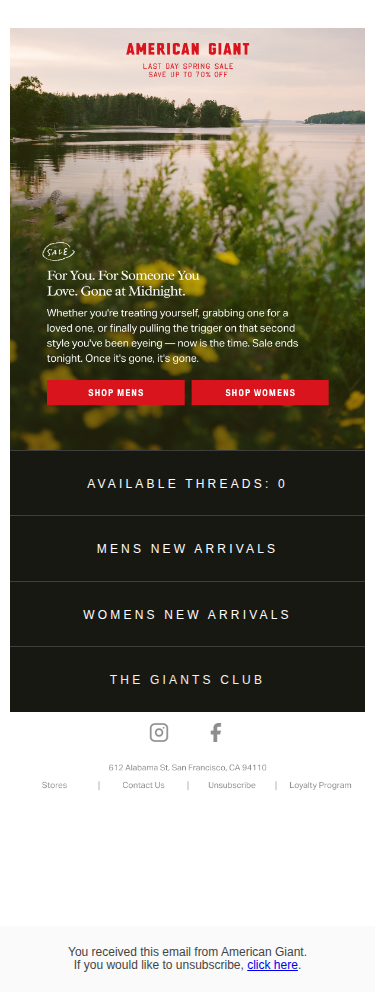 Last Day Of Our Spring Sale