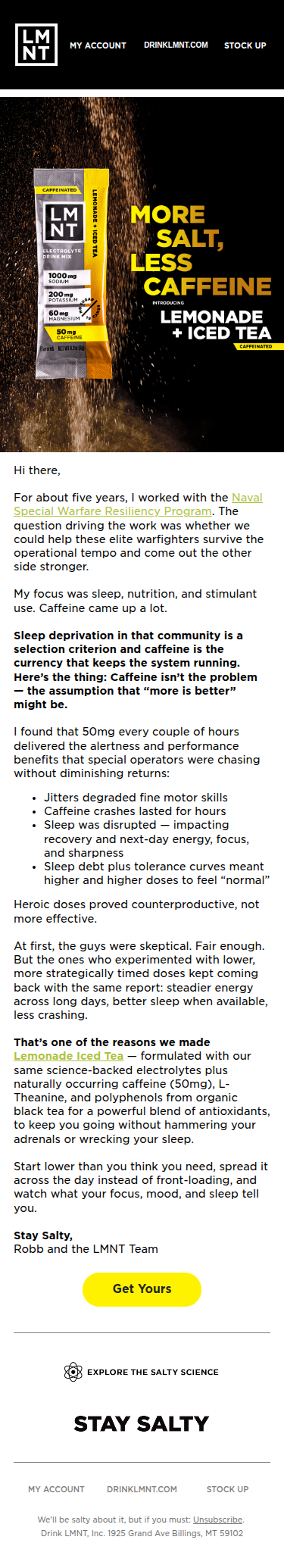 The reasoning behind 50mg caffeine in Lemonade Iced Tea