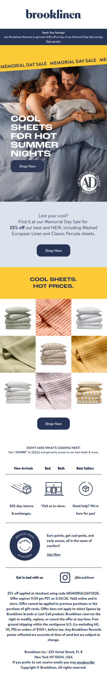 Shop 25% Off Cool Sheets.