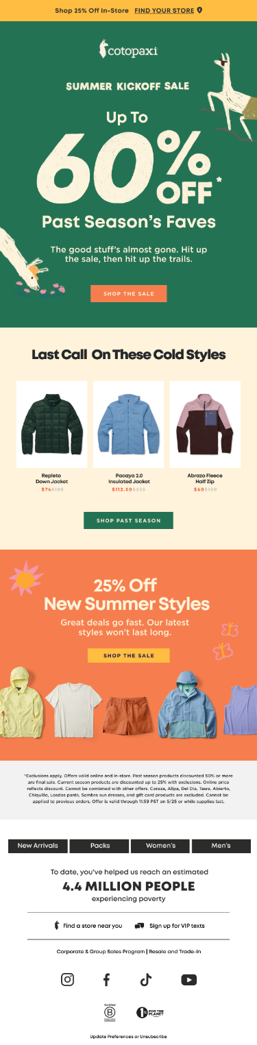Save up to 60% on last season’s faves + 25% on new styles❗