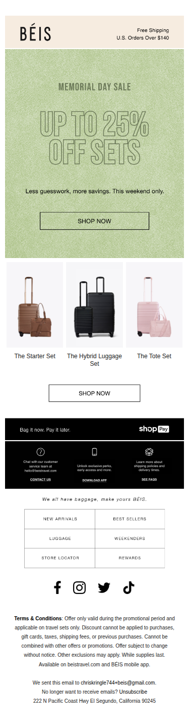Up to 25% off sets!