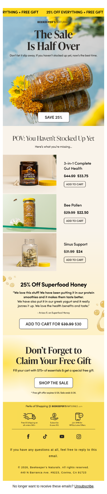 Don’t Let 25% Off & a Free Gift Slip Away