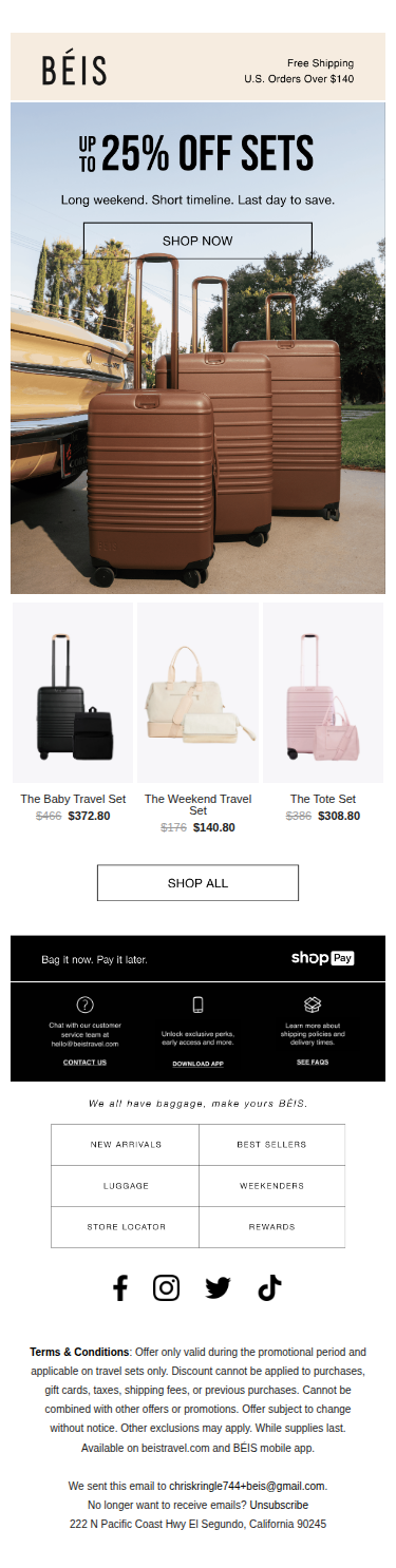Ends tonight! Up to 25% off sets