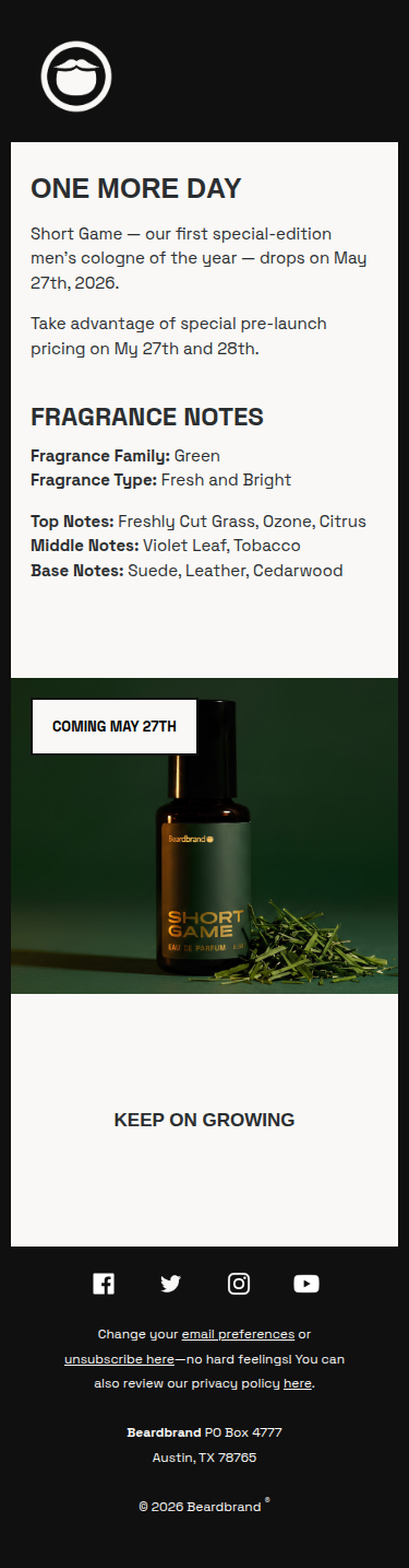 Short Game Cologne Pre-Launch Drops Tomorrow