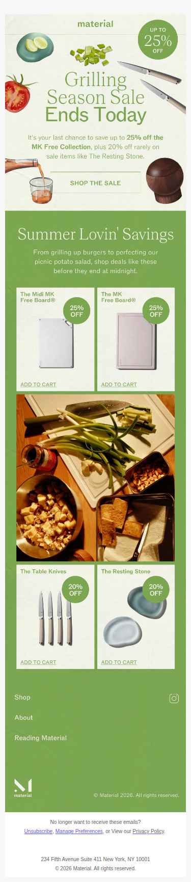 Ends tonight: up to 25% off