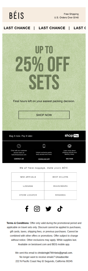 Hours Left! Up to 25% off sets