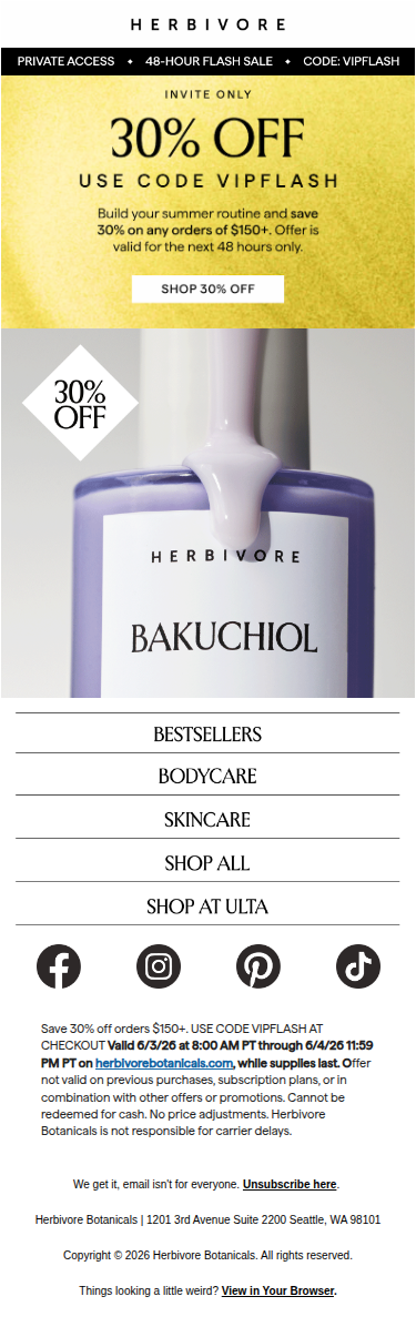 48 hours only: 30% off $150+