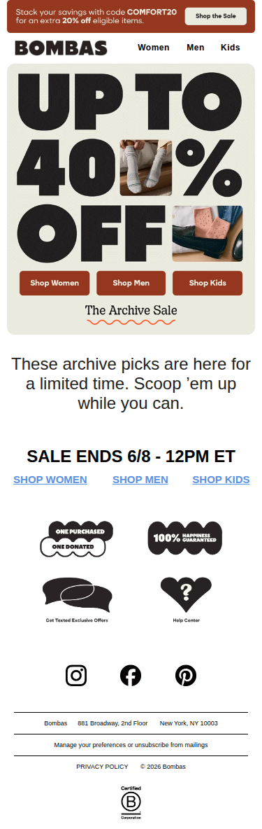 Up to 40% Off Select Styles: Archive Sale