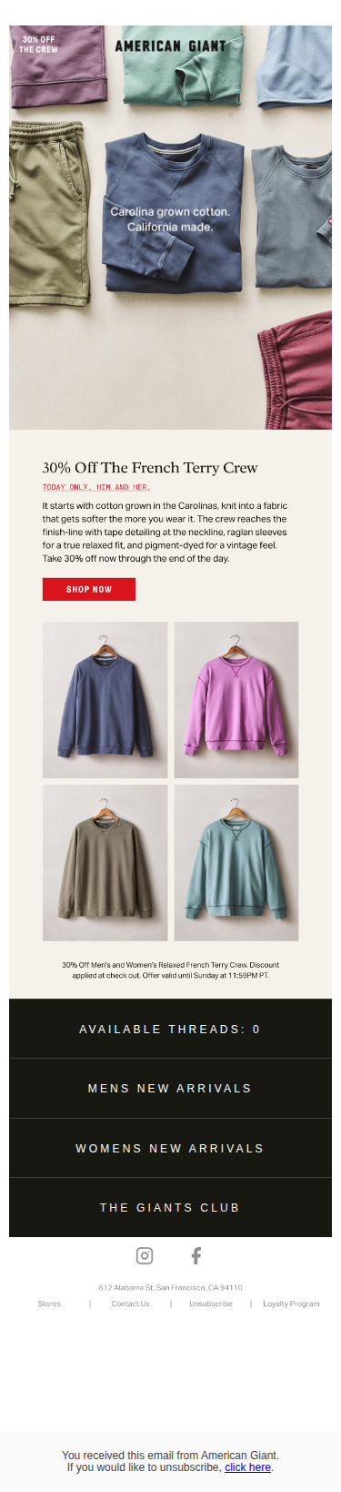 30% Off The French Terry Crew