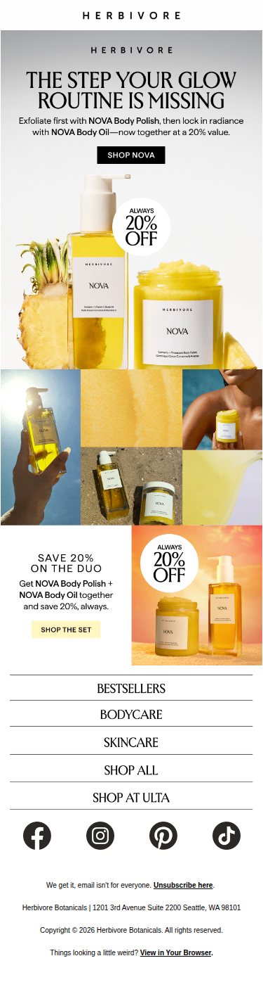 Your brightest summer skin, 20% off