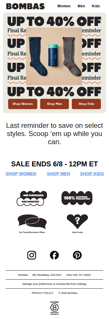⏰ Final Reminder: Up to 40% Off Select Styles