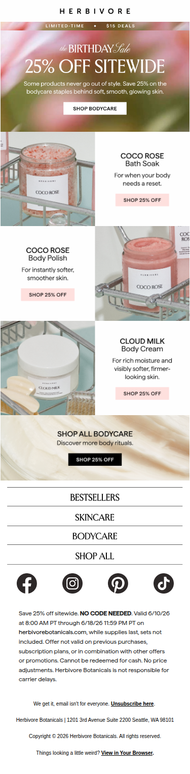 25% off the bodycare formulas you love
