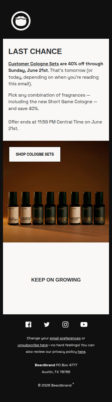 Last Chance For 40% Off Cologne Sets