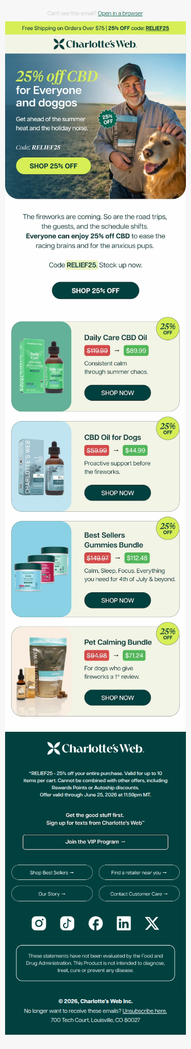 25% off CBD for the whole family