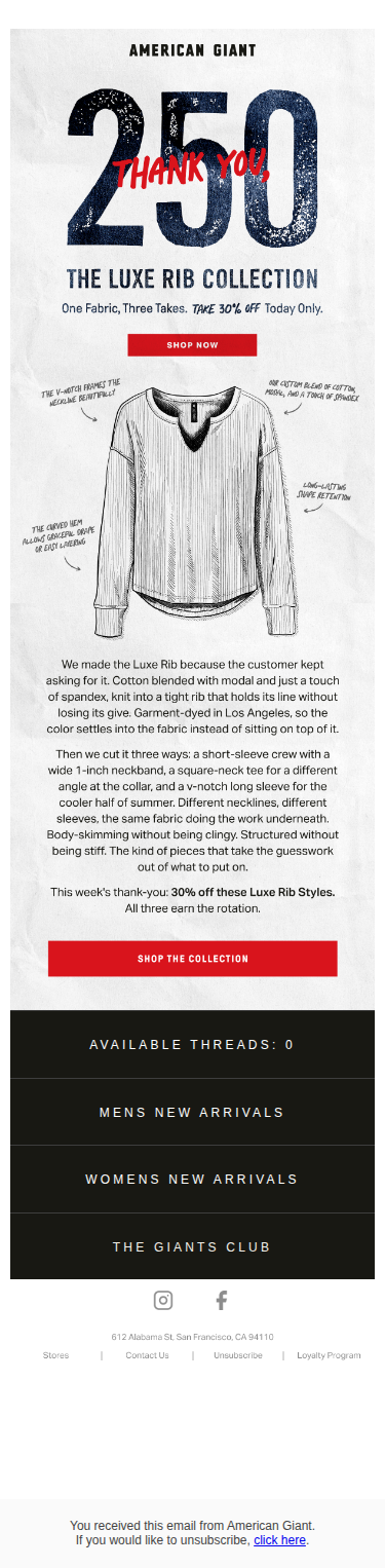 Thank You, 250 · No. 3: The Rib Collection