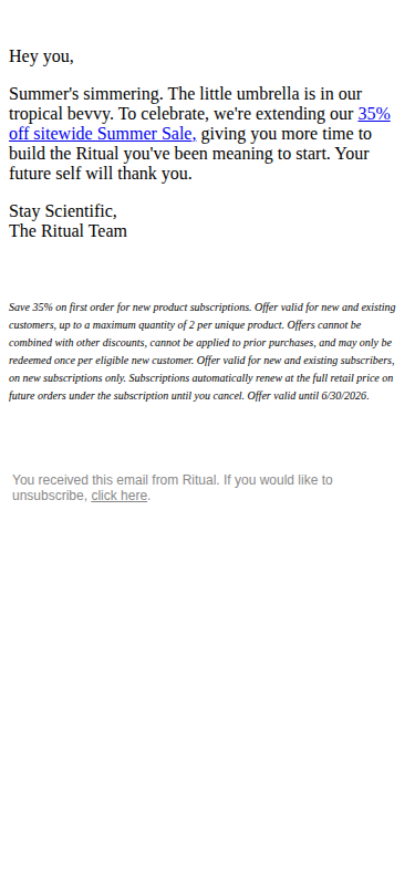 Summer Sale Extended: Get 35% off sitewide