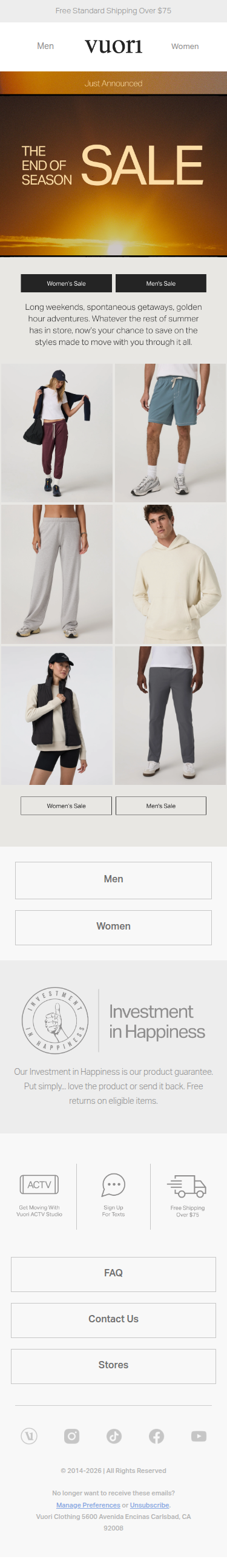 Now Live: End Of Season Sale