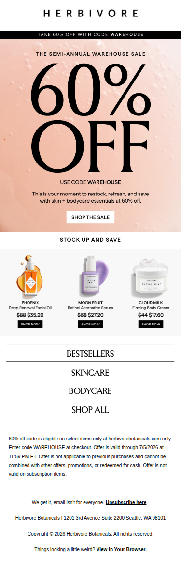 60% OFF starts now