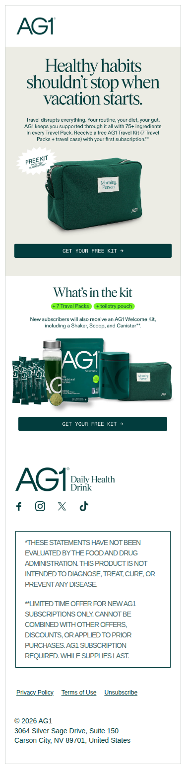 Summer's a good time to start again. Come back with a free Travel Kit.