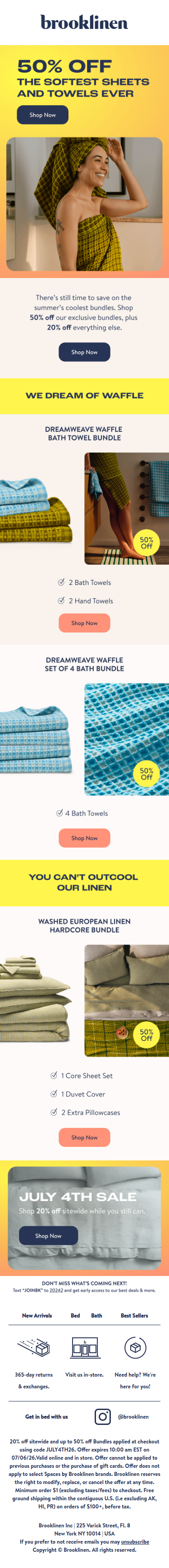 HALF OFF the softest sheets & towels now