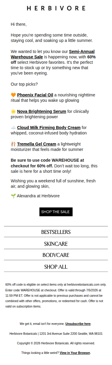A quick note on our Semi-Annual Warehouse Sale...