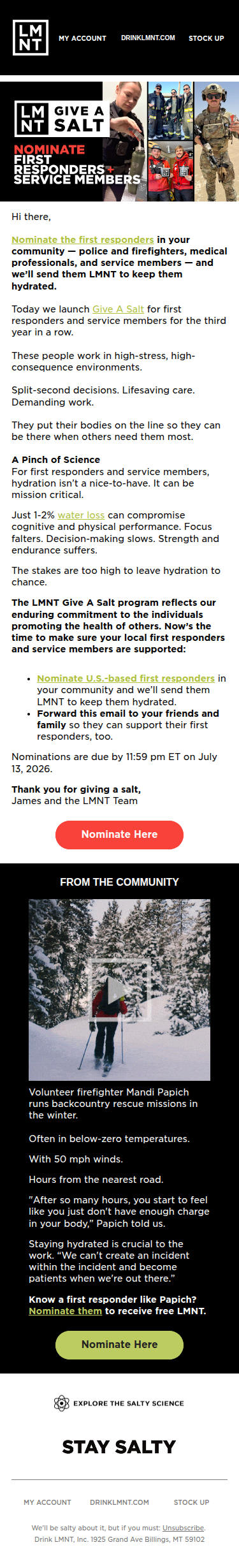 Send LMNT to first responders & service members
