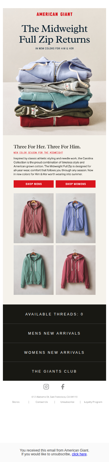 New colors on the Midweight Full Zip