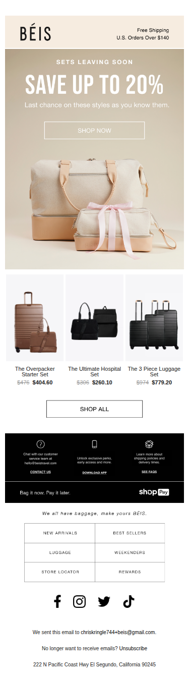 Save up to 20% on Sets