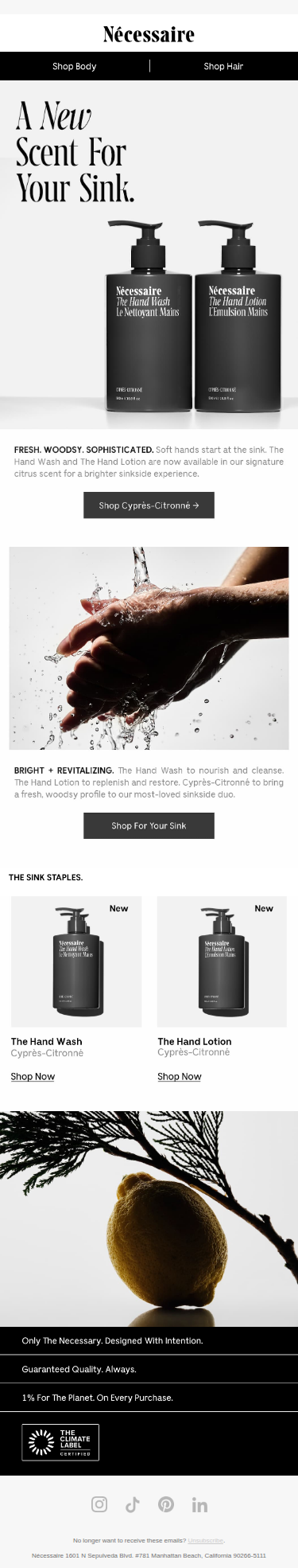 NEW! Cyprès-Citronné, For Your Sink.