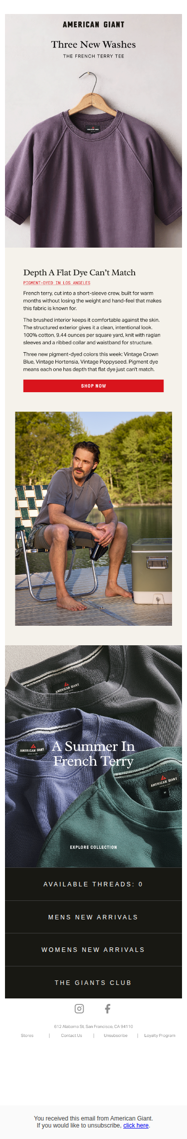 The French Terry Tee, in three new washes