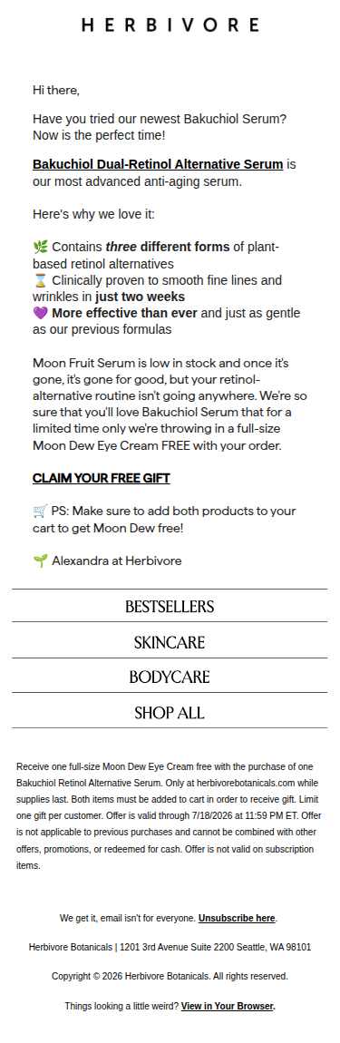 A free eye cream, on us