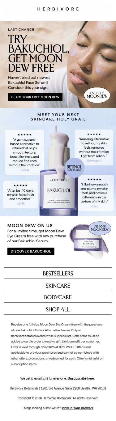 Last chance! Try Bakuchiol Serum, Get Moon Dew FREE