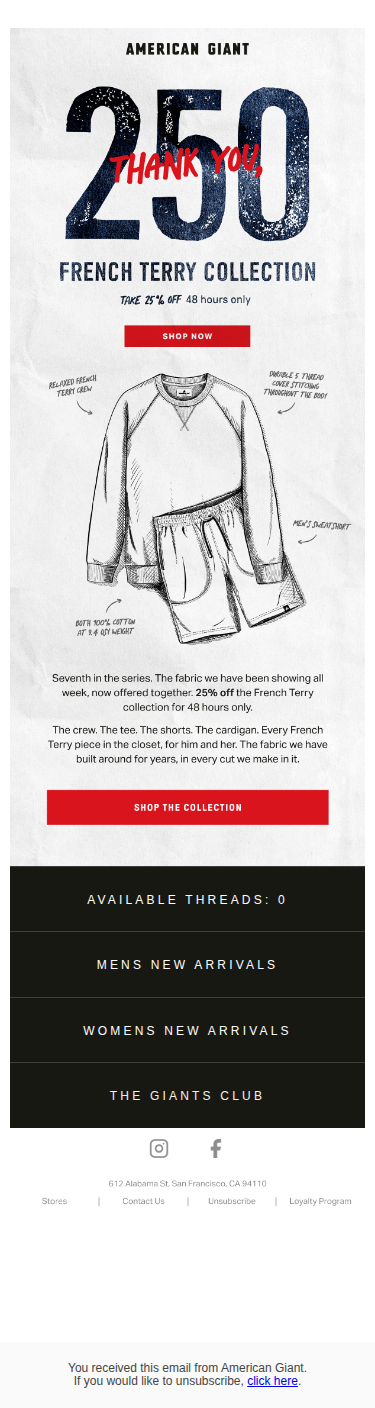 Thank You, 250 · No. 7: The French terry Collection