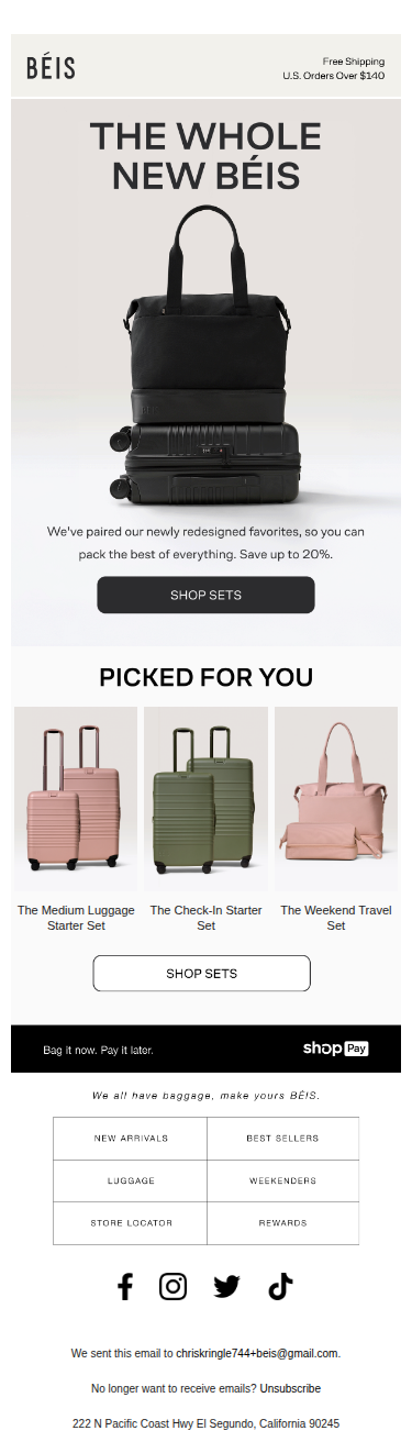 Up to 20% off all-new travel sets.