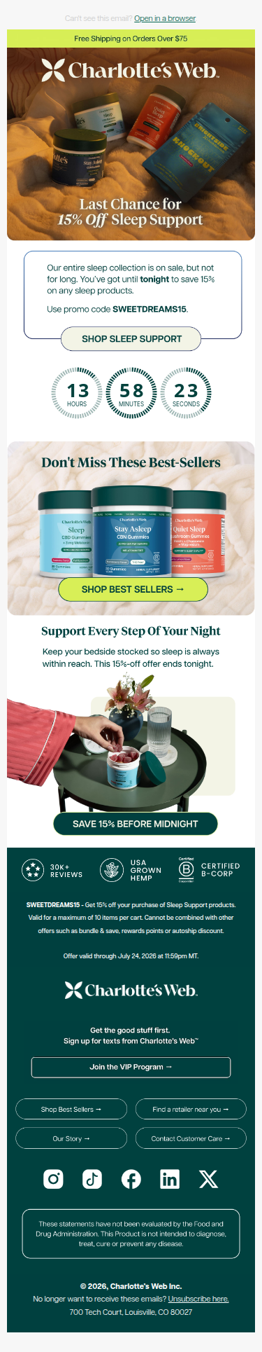 Ends Tonight: 15% Off Sleep Support 💤