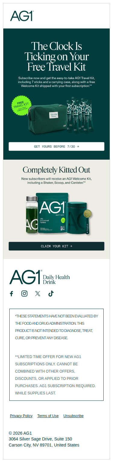 7 days left to claim your free travel kit