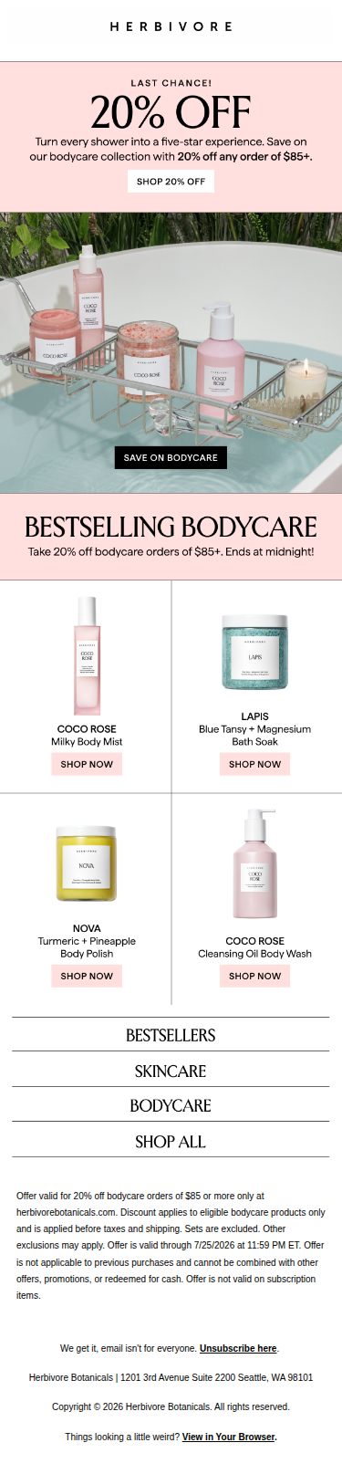 Ends tonight! Take 20% off and turn your shower into a spa