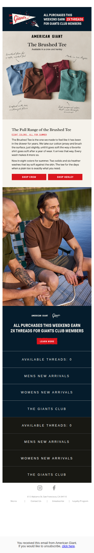 Every Brushed Tee color, for summer