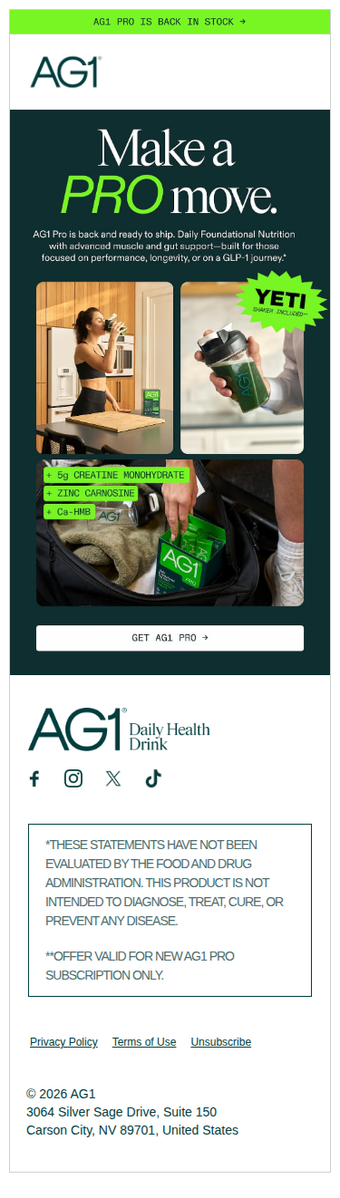 Back In Stock: AG1 Pro