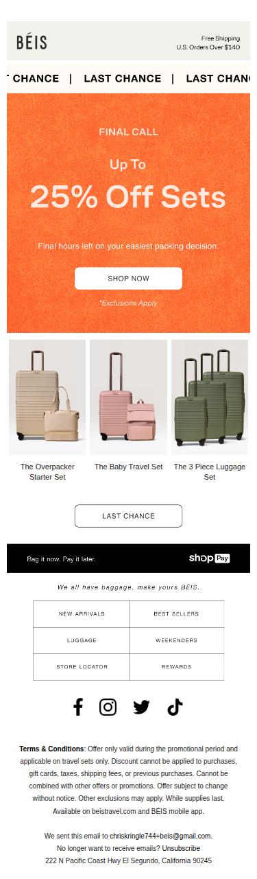 Final Day! Up to 25% off sets