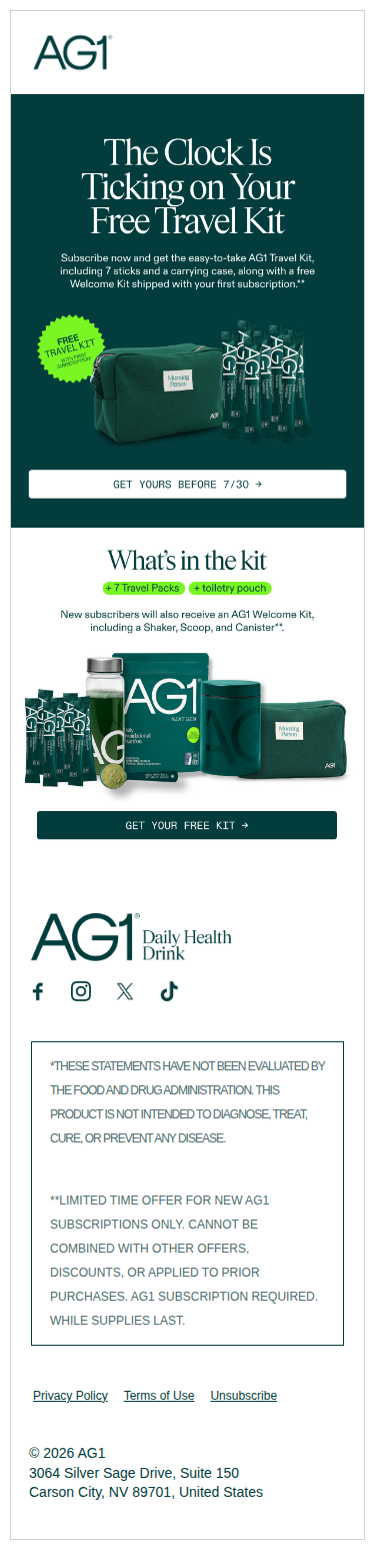 Final Day for Free Travel Kit