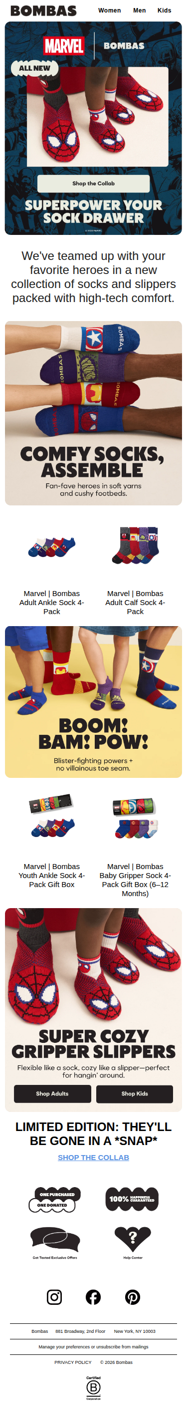 MARVEL | Bombas: Super New, Ultra Comfy